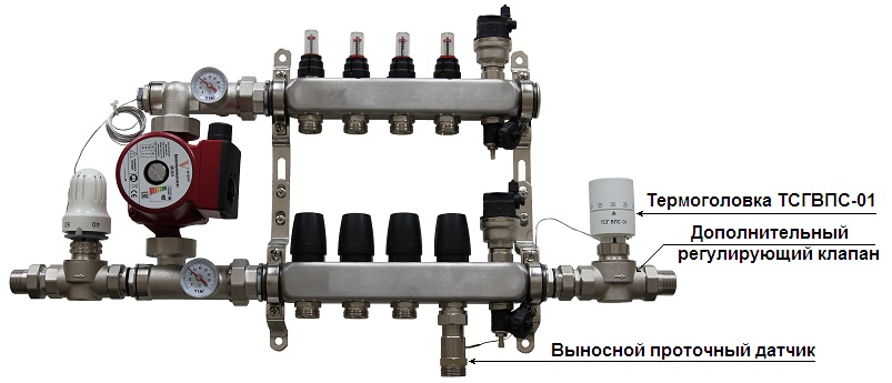 Узел смесительный термоадаптивный (нижнее подключение) ТСГ ВПС Коллекторы